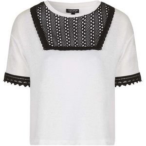 Topshop Shirt With Black Lace Detail